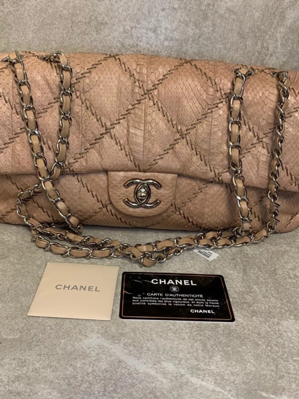 Chanel Ultimate Stitch Flap Python Beige Shoulder Bag